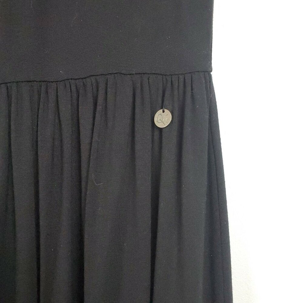 Que Women's Black Drop Crotch Sleeveless Drawstrings V-Neck Jumpsuit Size 6 NWOT - Picture 3 of 10